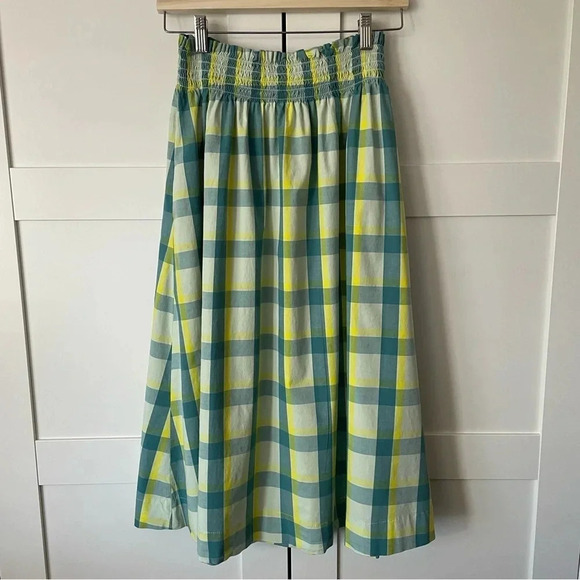 A.n.a A New Approach Midi Skirt Catskill Plaid Small Blue Yellow Retro Preppy - Picture 1 of 10